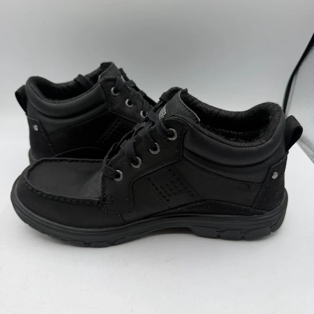 Skechers Segment Melego‎ Chukka Boots Mens 8.5 Black Moc Toe Shoes Waterproof